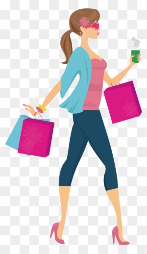 Shopping Girl Woman Clip Art - Cartoon Shopping Png