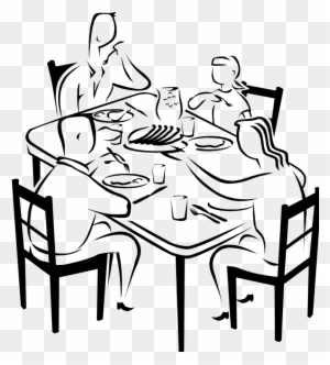 Table Fancy Dinner Clipart Black And White 10 Drawing - Family Eating Drawing