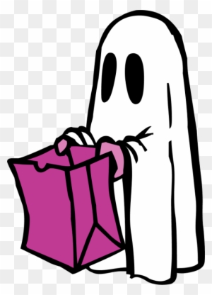 Ghost With Bag Colour - Halloween Coloring Pages For Kids