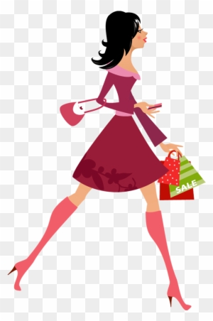 Cartoon Pretty Woman Holding Shopping Bags And Credit - Go Shopping Cartoon Png