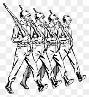 95 Soldiers Marching Clipart - Soldiers In Line Drawing