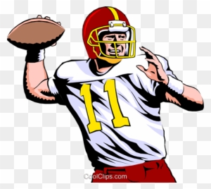 Quarterback Throwing Ball Royalty Free Vector Clip - Playing American Football Clipart