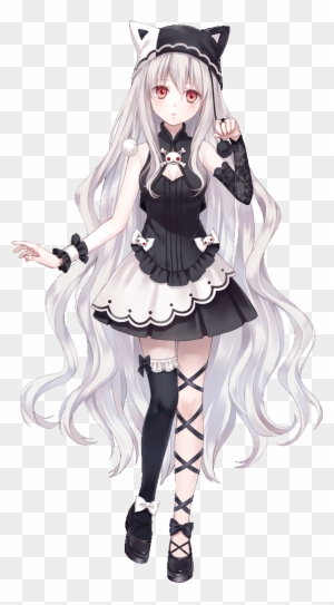 Chicas Anime - Black And White Haired Anime Girl - Free Transparent PNG  Clipart Images Download