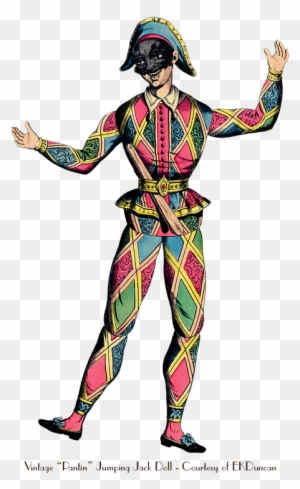 Clown Clipart Antique - Harlequin Commedia Dell Arte - Free Transparent ...
