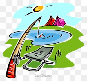 Fishing Rod And Seat, Tents Royalty Free Vector Clip - Camping And Fishing Cartoon