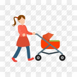 Illustration Woman And Pram - Baby Transport