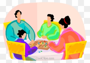 Family Playing A Board Game Royalty Free Vector Clip - Illustration