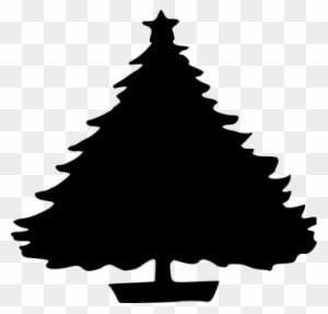 Tree, Christmas, Star, Silhouette, Black - Christmas Tree Round Ornament