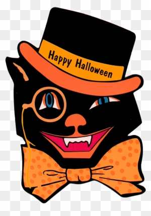 Vintage Halloween Clip Art For Free - Black Cat Vintage Halloween
