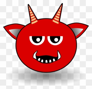 Little Red Devil Head Cartoon - Cartoon Devil Head