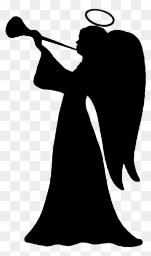 Trumpet Blowing Cherub, Angel Silhouette Clipart - Angels Silhouette Png