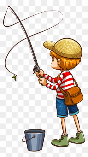 Little Boys PNG Picture, Little Boy Fishing In The Rain, Fishing