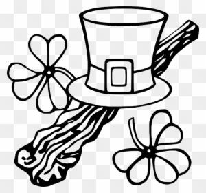 Hat Black, Outline, Tree, White, Branch, Clothing, - St Patrick's Day Clip Art