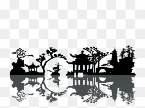 China Silhouette Landscape Painting - Elements Of Chinese Garden