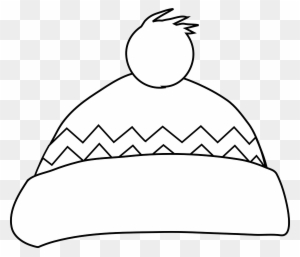 Bobble Cap Hat Winter White Warm - Winter Hat Clipart Black And White