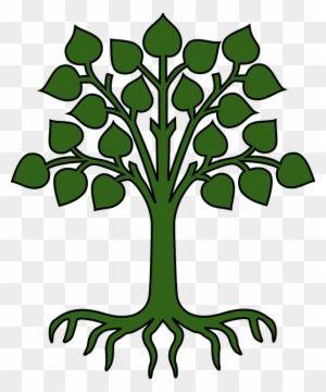 Tree Leaves Roots Green Pictogram - Cartoon Tree With Roots