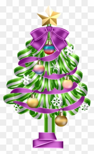 Christmas Tree Snow Globe Transparent Png Clip Art - Christmas Colorful Ribbon Clipart