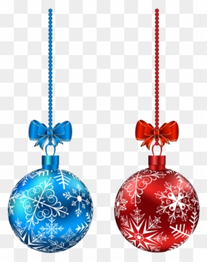 Blue And Red Hanging Christmas Balls Png Clip-art Image - Red And Blue Christmas Ornaments