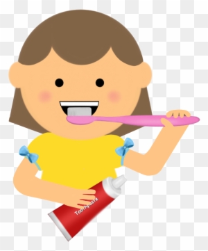 Brushing - Girl Brushing Teeth Clipart Png