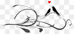 Love Birds On Tree Drawing - Love Birds Line Drawing