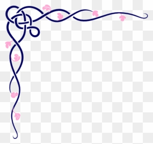 Blue And Pink Vine Clip Art Frame And Borders Download - Page Corner Designs Png