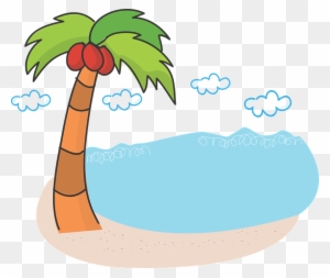 Image Result For Lake With Palm Trees Cartoon Black - Palm Tree And Beach Clipart Transparent