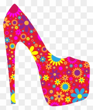 Retro Floral Shoe - Fashion Shoe Clipart