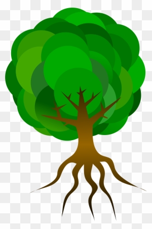 Simple Tree 1 Clipart, Vector Clip Art Online, Royalty - Tree Cartoon With Roots