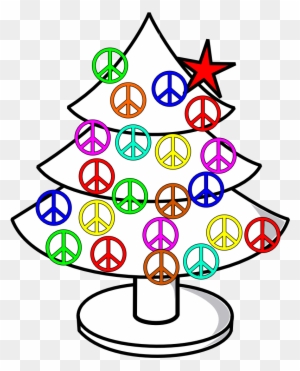 Tree Xmas Christmas Peace Symbol Sign Line Clipart - Peace Sign Belly Button Rings
