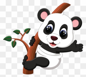 Baby Panda Climbing Bamboo Tree - Cute Baby Panda Cartoon