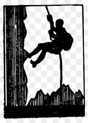 Clipart - Black And White Silhouette Rock Climbing Clipart