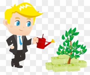 Cartoon Businessman Watering Small Money Plant - Business - Free  Transparent PNG Clipart Images Download