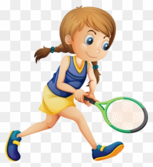 Sport - Girl Playing Tennis Clipart