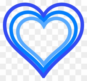Triple Blue Heart Outline Clip Art At Clker - Blue And White Heart