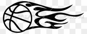 Flying Flaming Basketball - Black And White Flaming Basketball Flying Flaming Basketball - Black And White Flaming Basketball