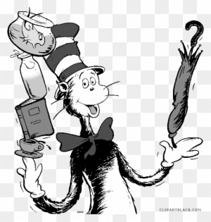 The Cat In The Hat Animal Free Black White Clipart - Read Across America Day