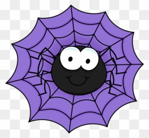 Spider In A Purple Spider Web - Spider Web Coloring Page