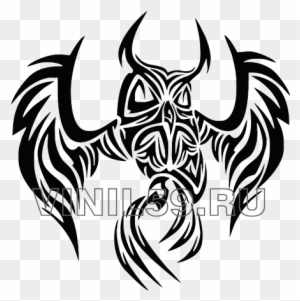Awesome Black Tribal Flying Owl Tattoo Stencil - Owl Tribal Tattoo Designs  - Free Transparent PNG Clipart Images Download