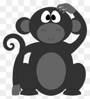Cartoon Monkey Animal Free Black White Clipart Images - Cartoon Monkey Cartoon Monkey Oval Ornament