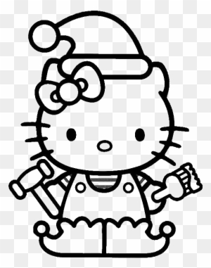 Hello Kitty Christmas Hat Coloring For Kids - Christmas Elf Coloring Pages