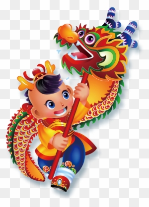 Dragon Dance Lion Dance Chinese New Year Cartoon Illustration - Chinese New Year Lion Png