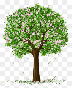 Spring Trees And Flowers - Cartoon Tree With Flowers