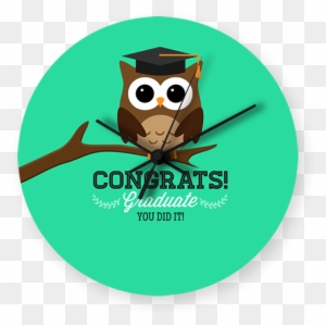 Congratulation You Did It Printed Wall Clock - 11-19.7" T Style Metal Telescopic Flagpole W/ 2 Banners