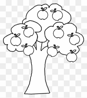 Black And White Cartoon Illustration Of Apple Tree - Apple Tree Clipart Black And White Png