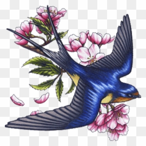 Golondrina - Swallow Tattoo With Flowers
