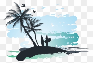 Palm Beach Stock Illustration Clip Art - Summer Vacation 5'x7'area Rug