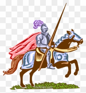 Medieval Knight Royalty Free Vector Clip Art Illustration - Knight On A Horse Clipart
