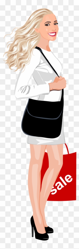 Shopping Woman - Clip Art Girl Shopping Transparent