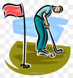 Golfer Making A Putt Royalty Free Vector Clip Art Illustration - Golf Pictures Clip Art