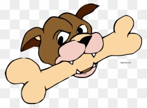 Wordpress - Cartoon Dog With Bone In Mouth - Free Transparent PNG Clipart  Images Download